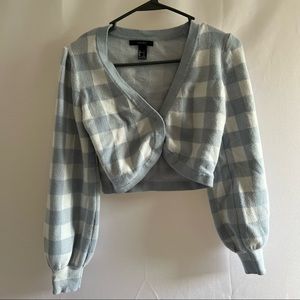 Small Blue & White Checkered Cropped Sweater